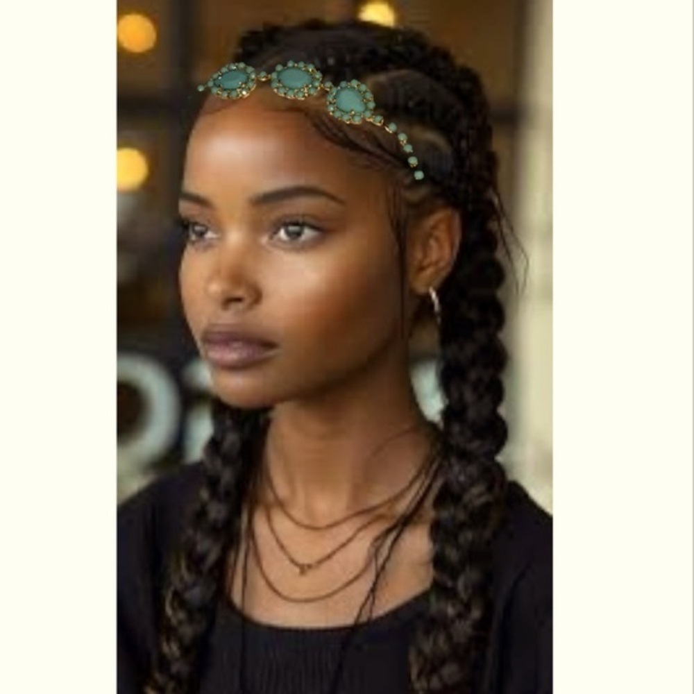 NWT With Love From California turquoise Gem Bohemian Headband W/Elastic back